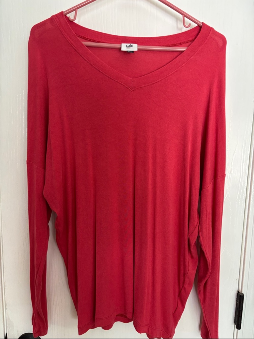CAbi Red V-Neck Long Sleeve Tee